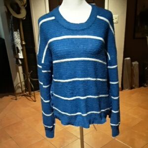 SO Women's Blue and White Striped Sweater
